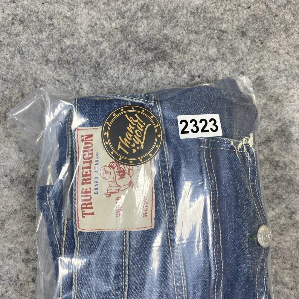 NWT True Religion Rocco Relaxed Skinny Jeans Mens 38x32 Blue Straight Leg Denim‎